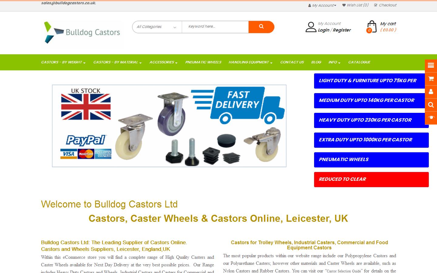 Bulldog Castors Ltd Website