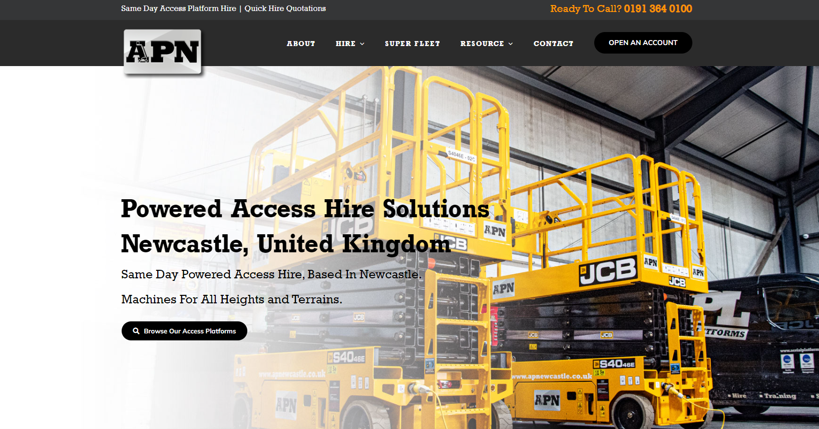 Aerial Platforms Newcastle Website