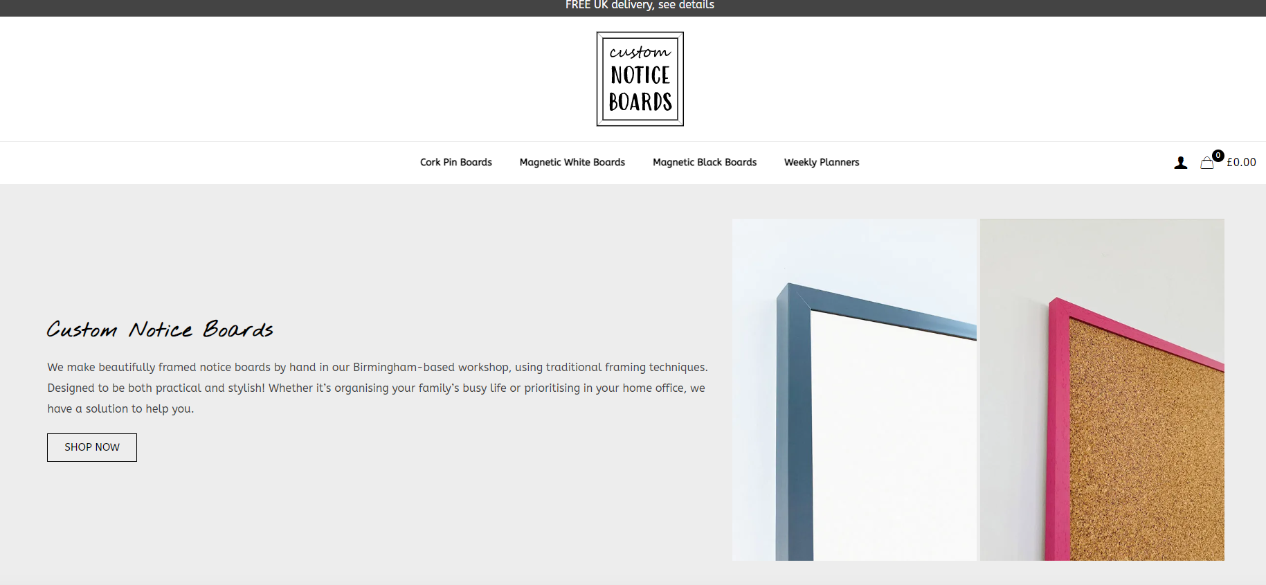 Custom Notice Boards Website