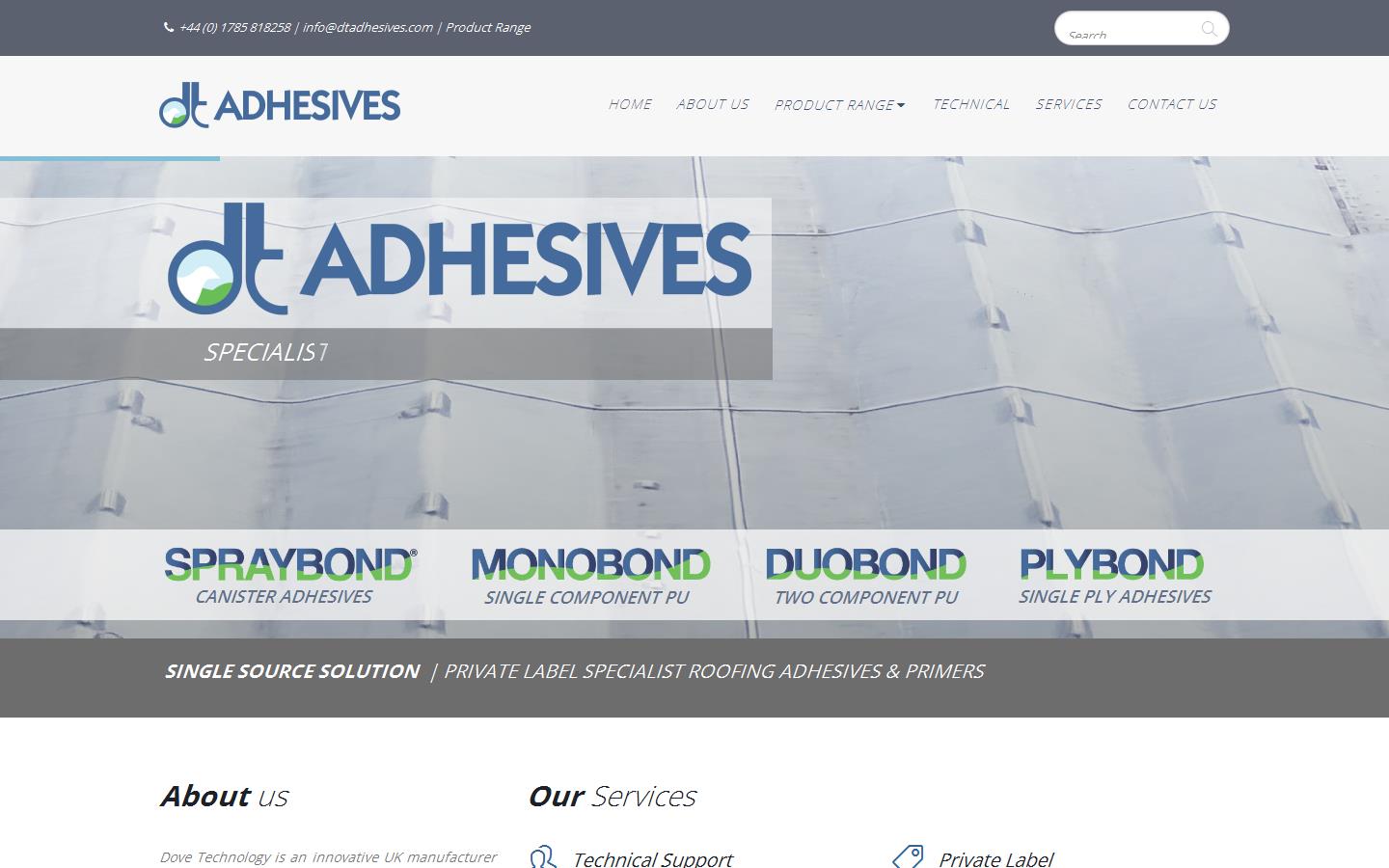 DT Adhesives Website