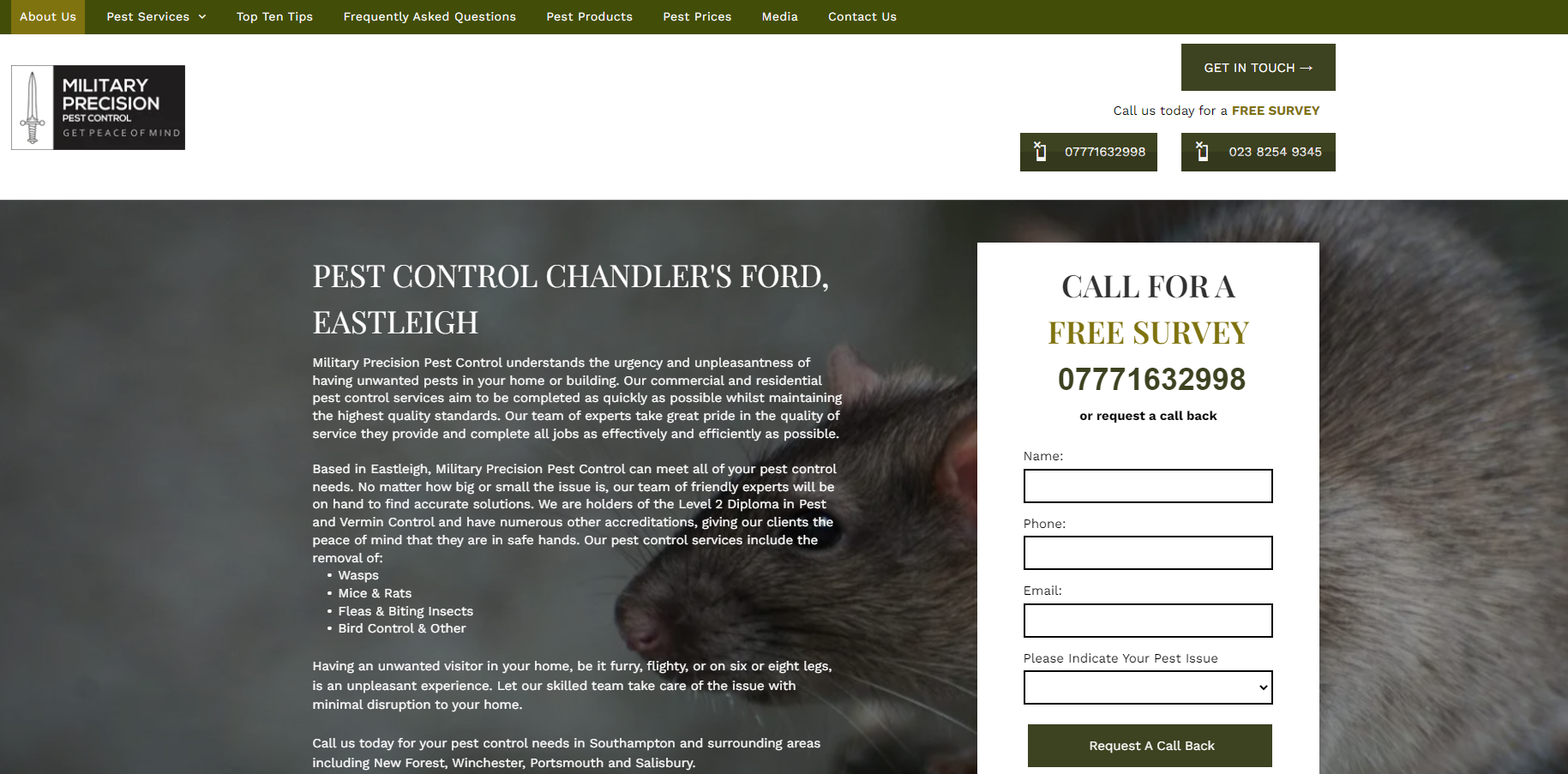 Military Precision Pest Control Ltd Website