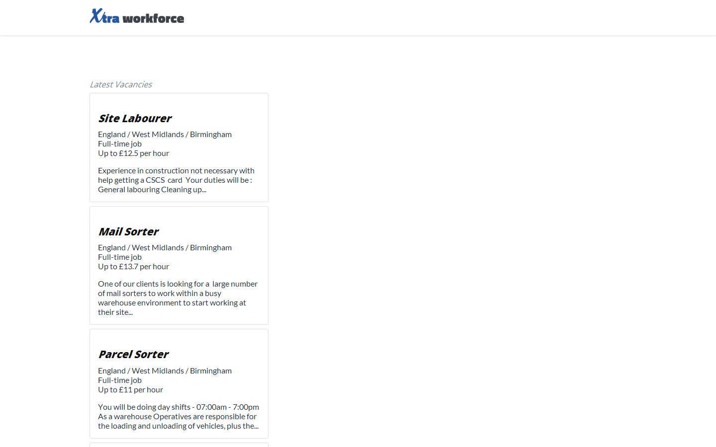 Extra Workforce Website