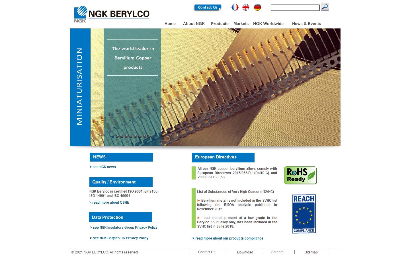 NGK Berylco UK Ltd Website