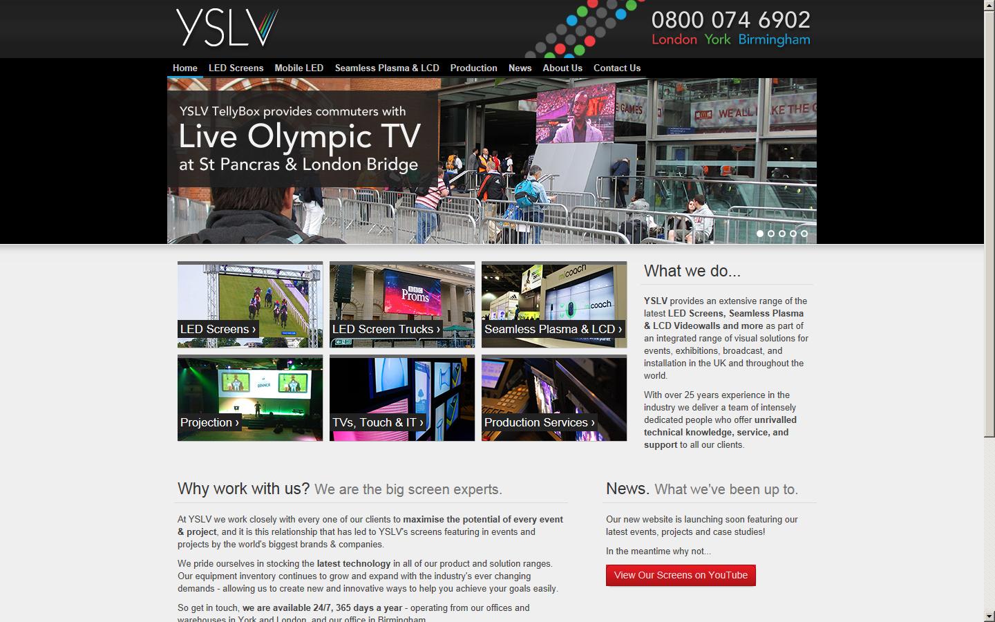 YSL Video Wall Hire Website