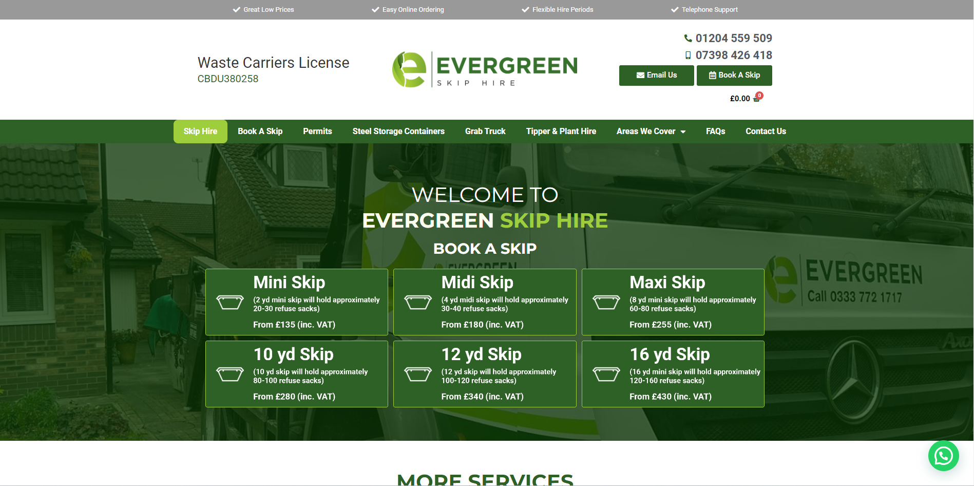 Evergreen Skip Hire Website