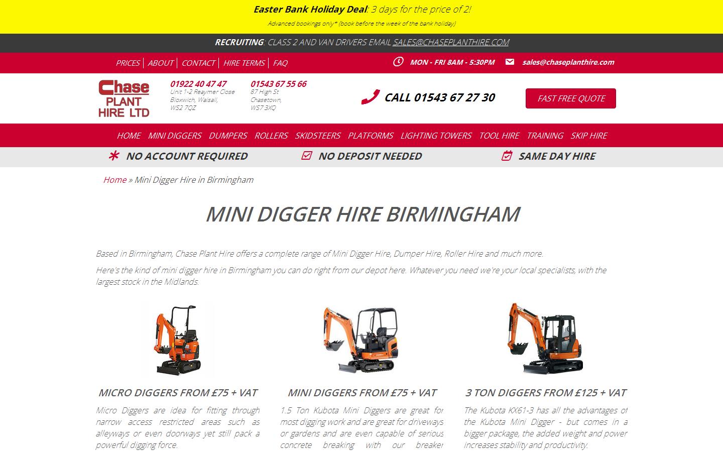 Chase Plant Hire Ltd Website