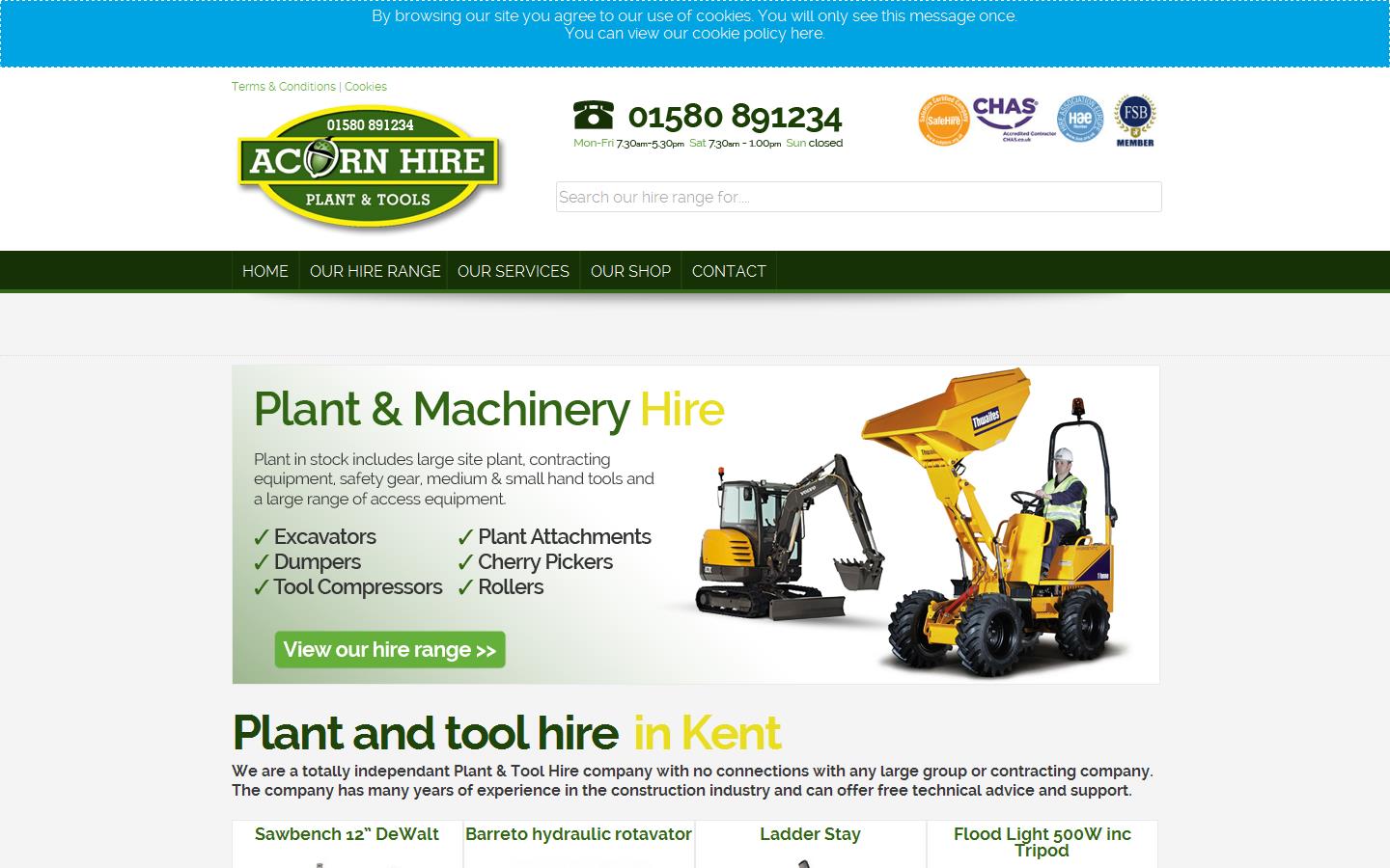 Acorn Plant & Tool Hire Ltd Website
