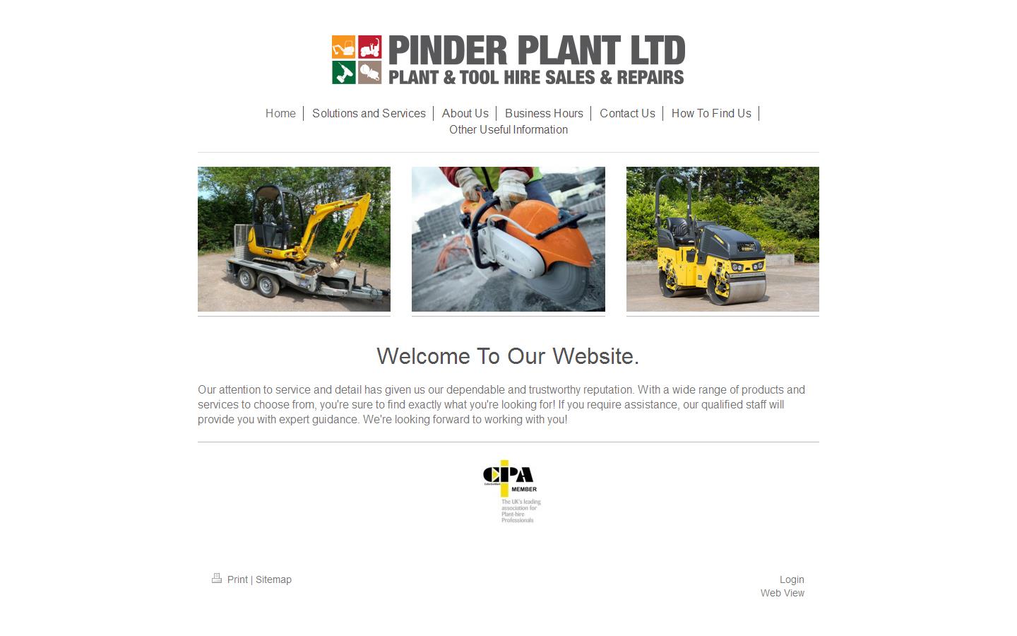 Pinder Plant Hire Website
