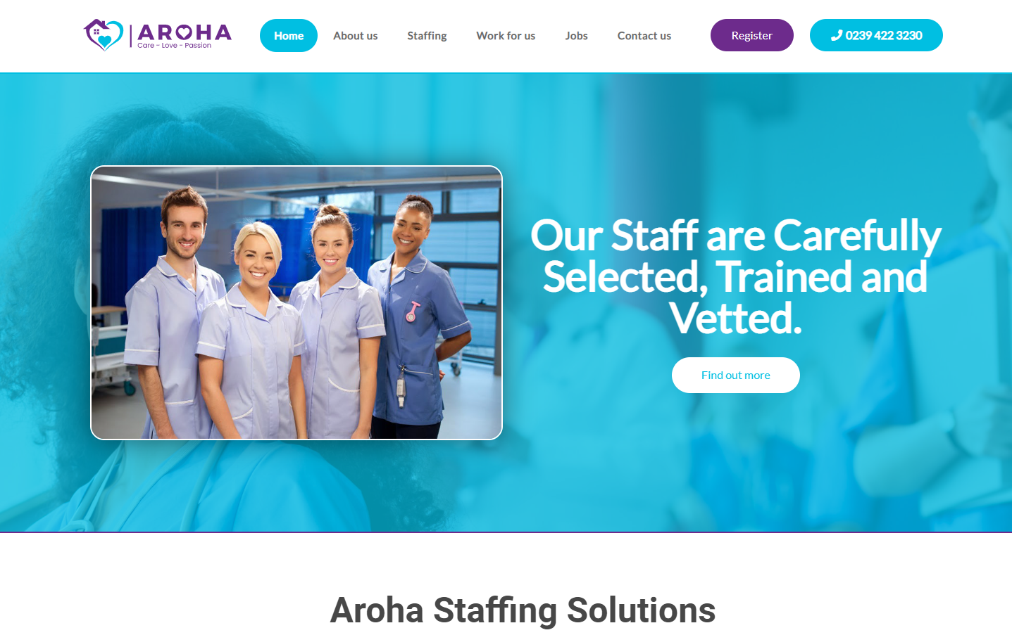 Aroha Staffing Solutions Website