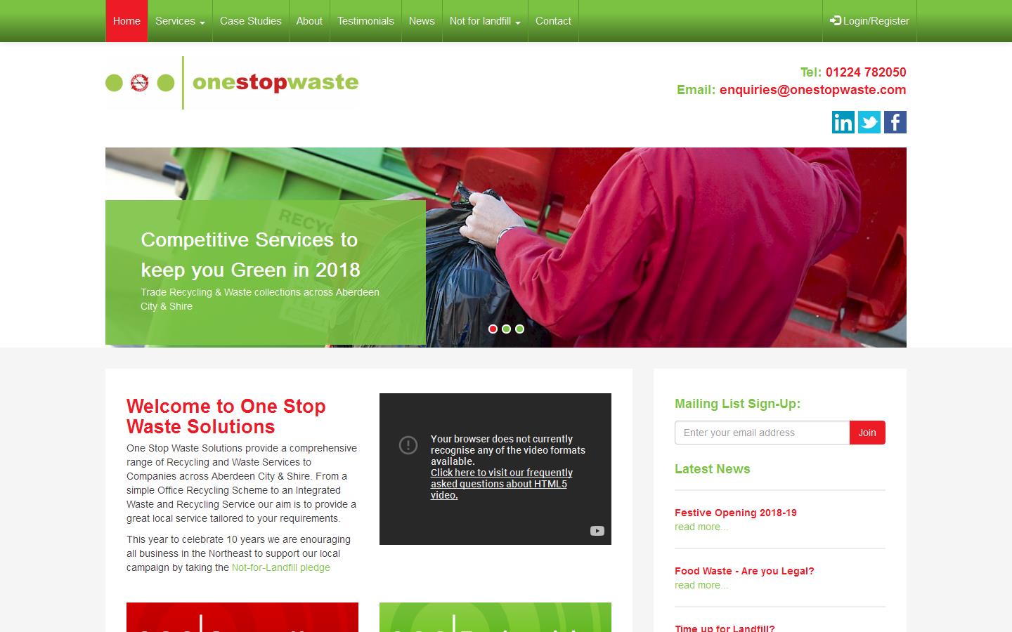 One Stop Waste Solutions Ltd Website