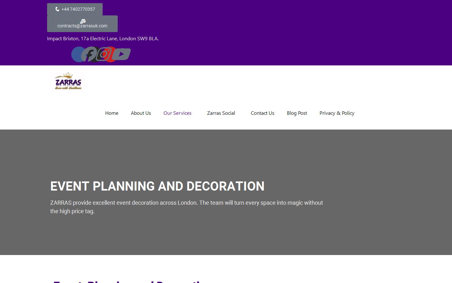Event Planning Services London Website