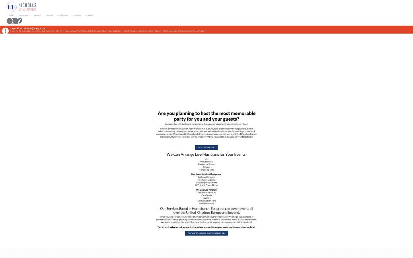 Nicholls Entertainment Website