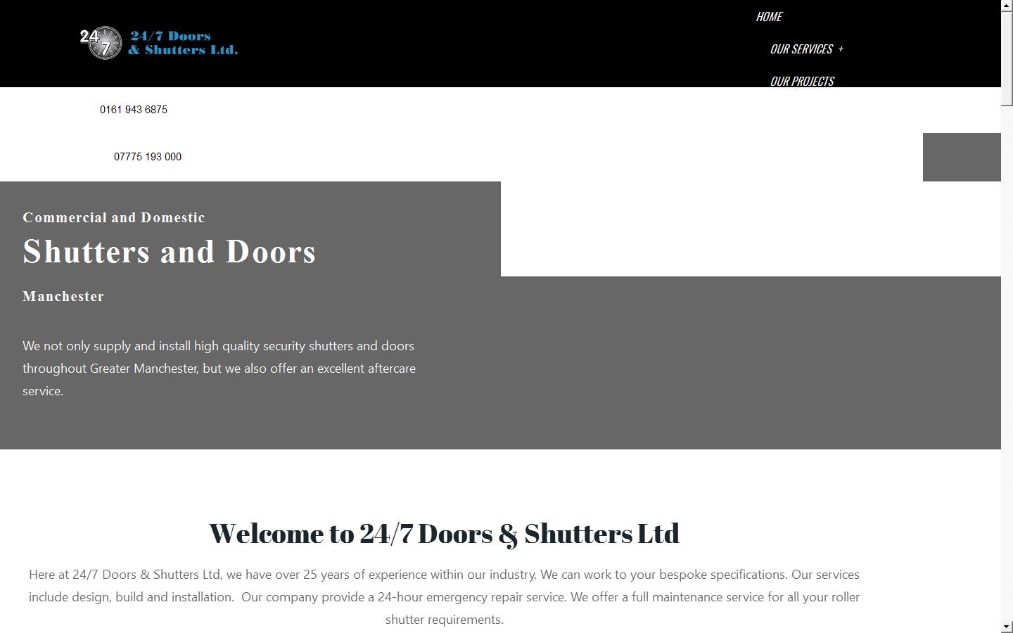 24/7 Doors & Shutters Ltd Website