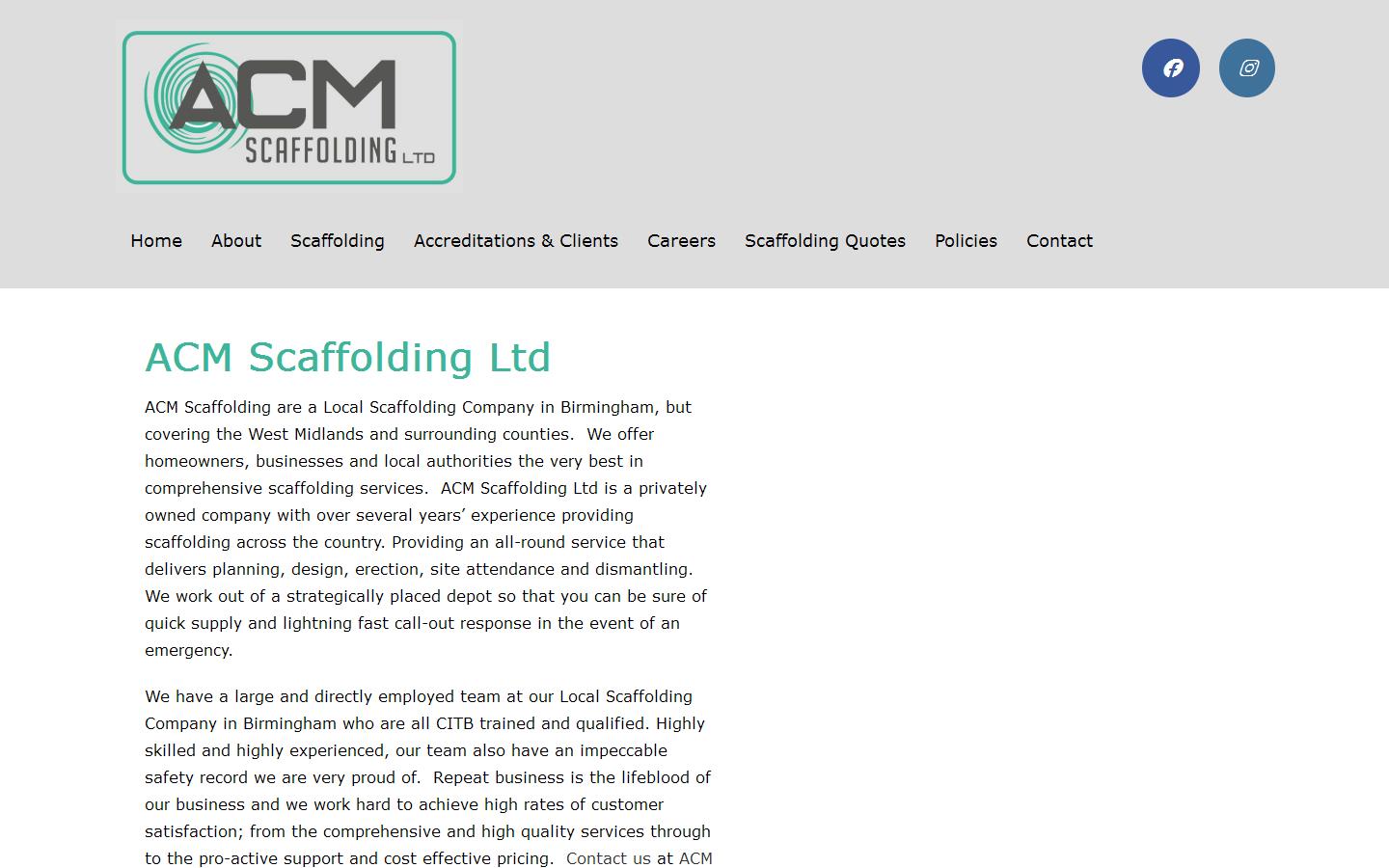 ACM Scaffolding Ltd Website