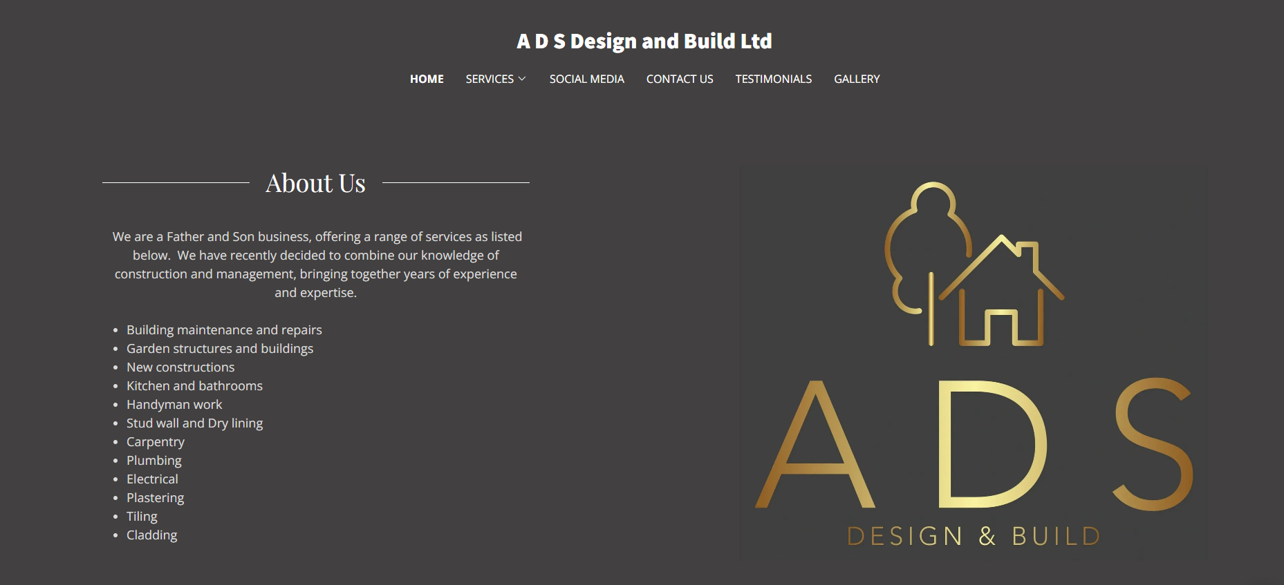 A D S Design and Build Ltd Website