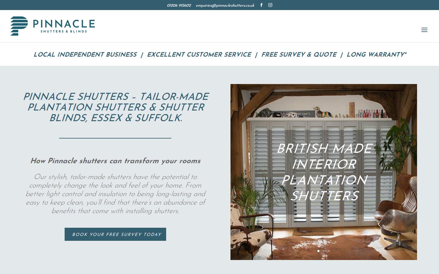 Pinncale Shutters Website