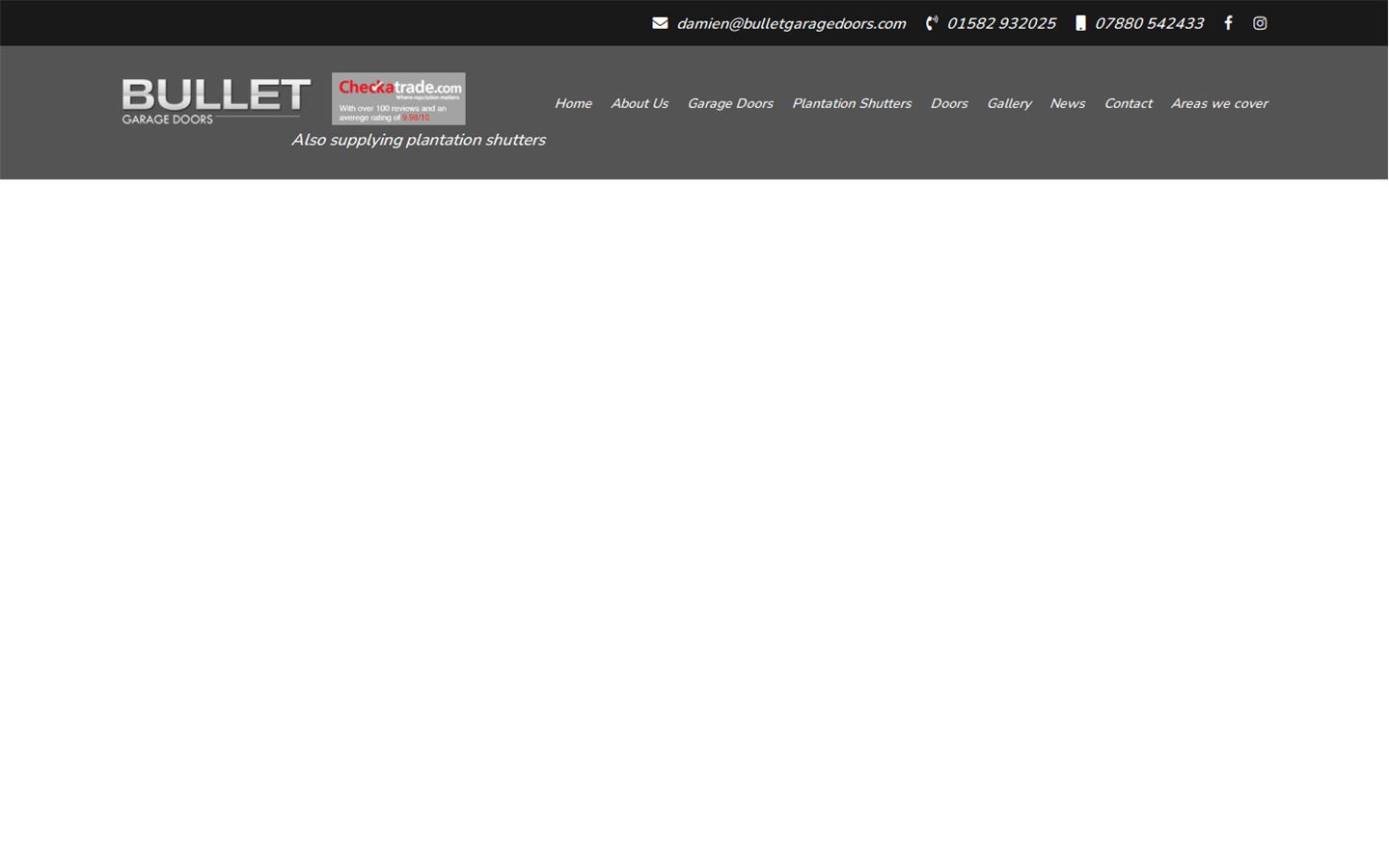 Bullet Garage Doors Website