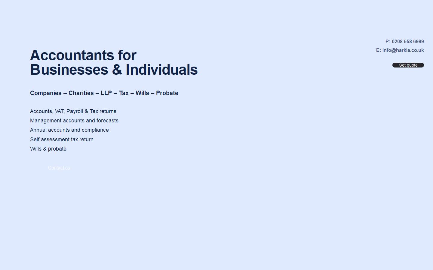 Harkia Chartered Accountants Website