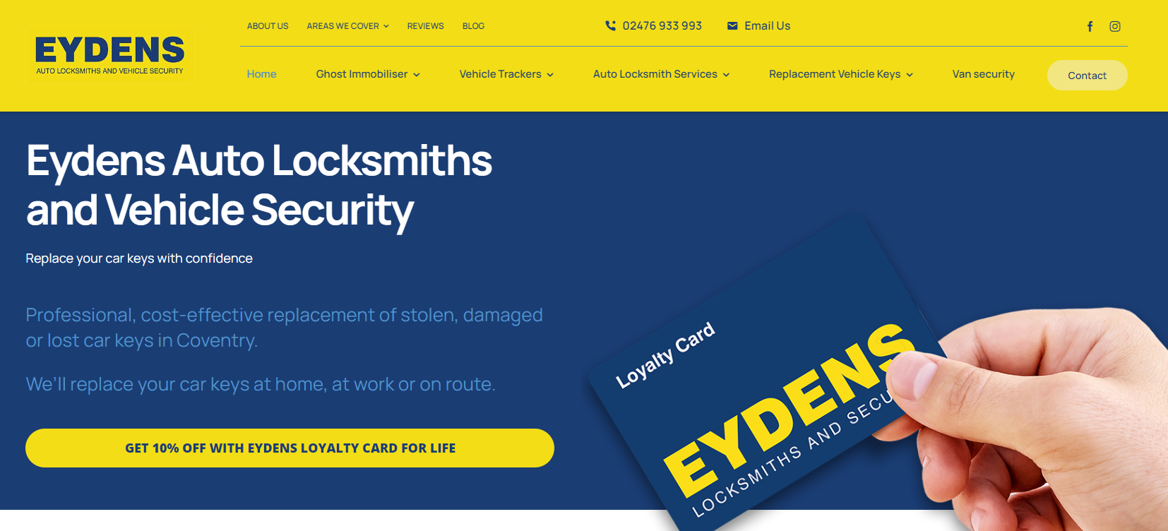 Eydens Auto Locksmiths and Vehicle Security Website