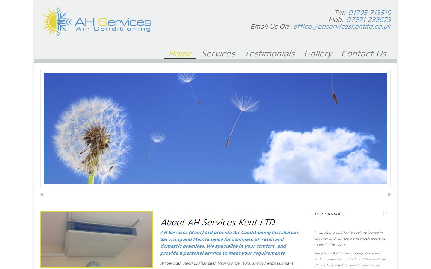AH Services Air Conditioning Website