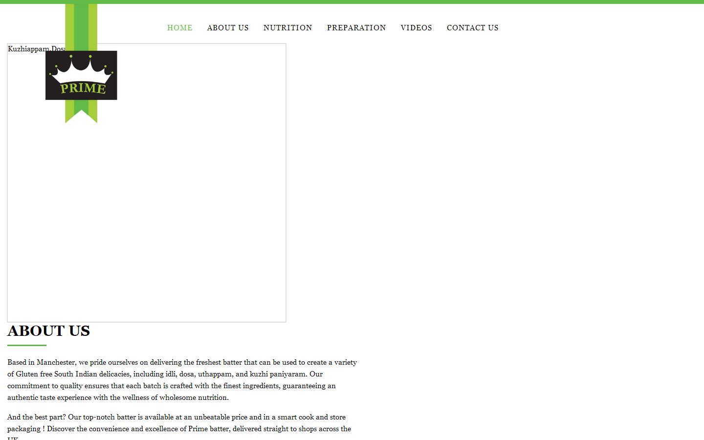 Prime Food Products Website