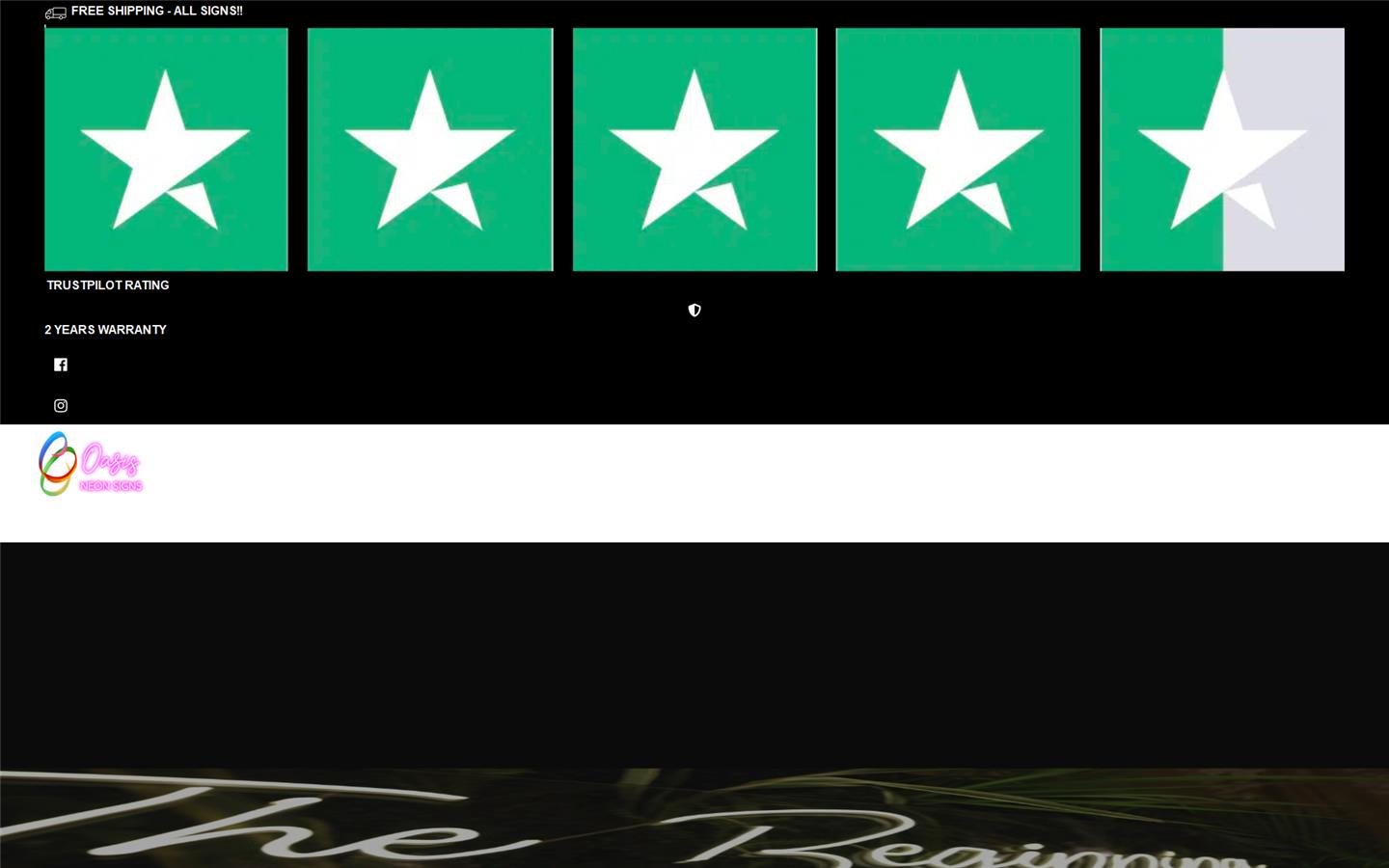 Oasis Neon Signs UK Website