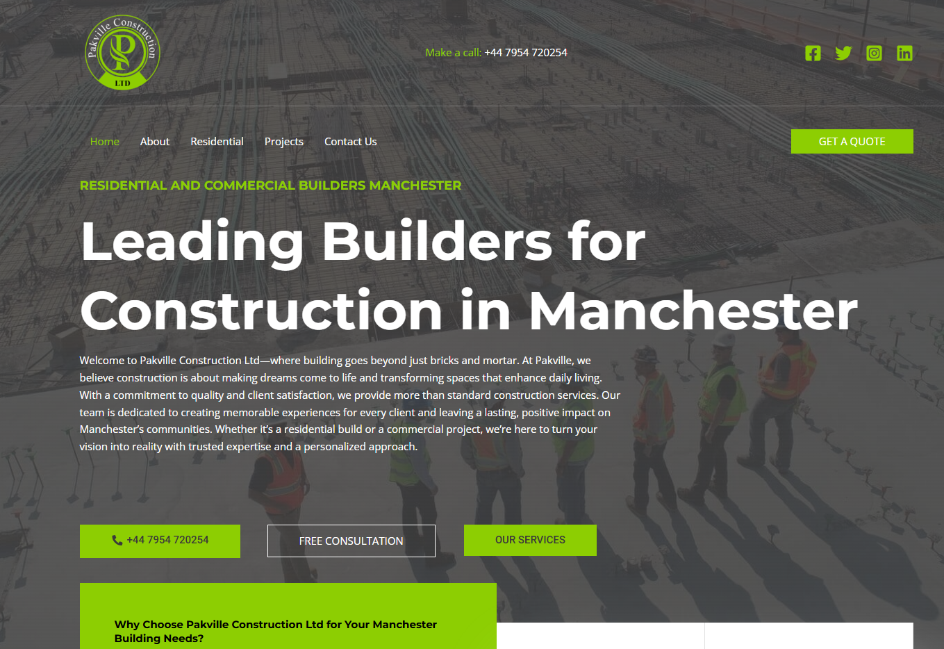 Pakville Construction Ltd Website