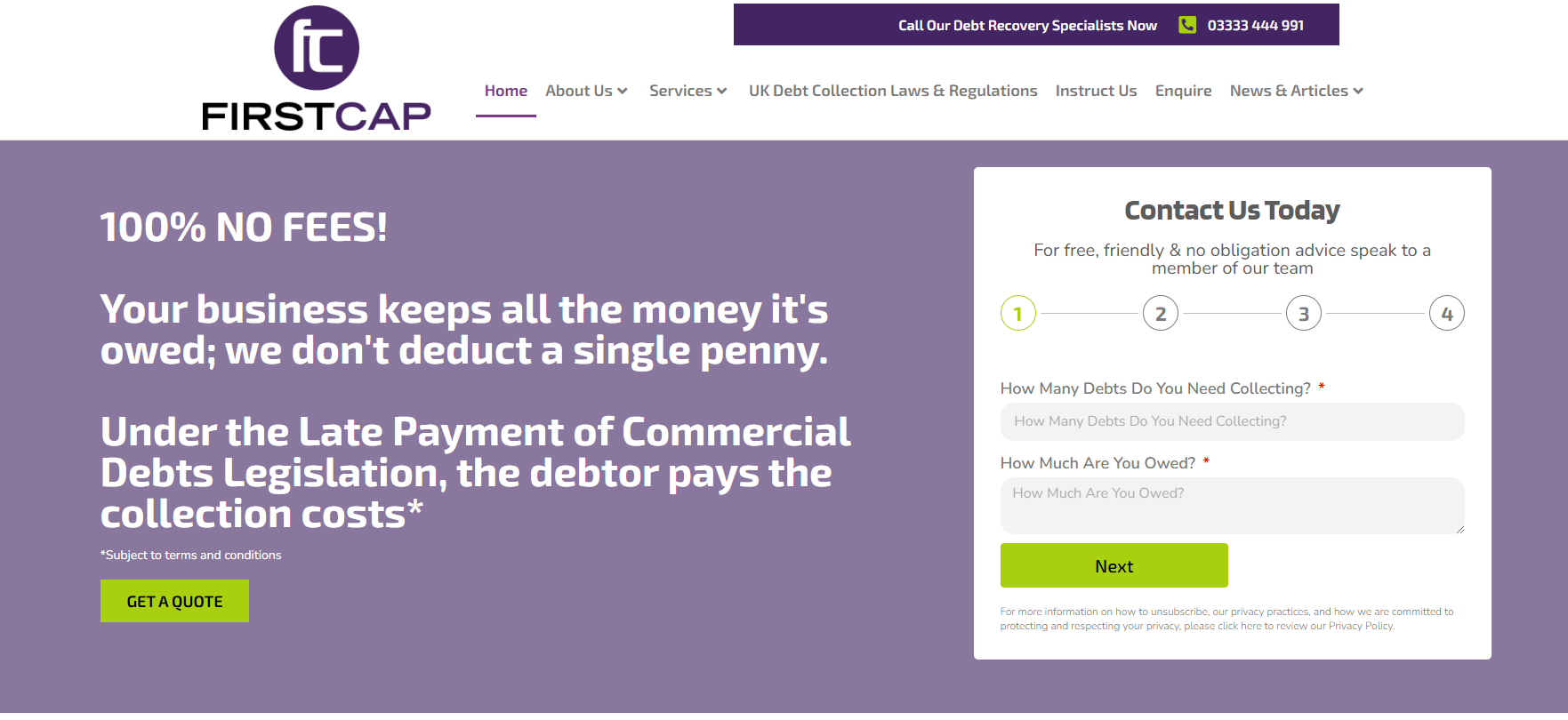 First Capitol Debt Collection Agency Website