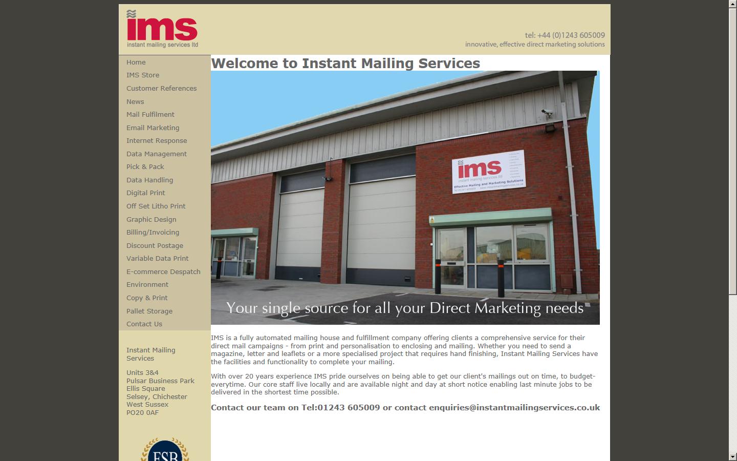 Instant Mailing Services Limited Website