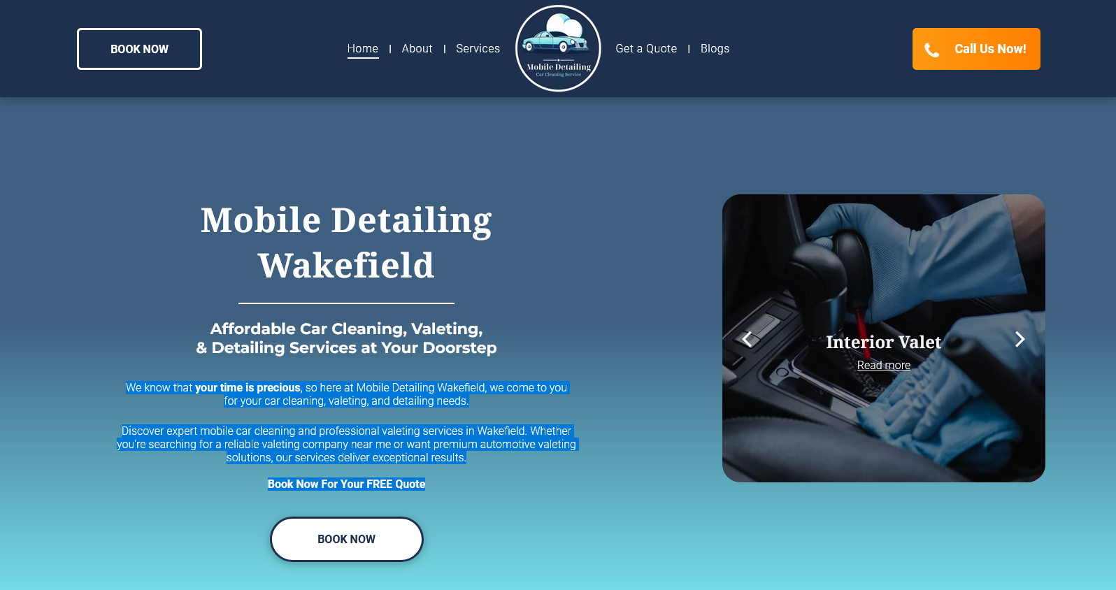 Mobile Detailing Wakefield Website