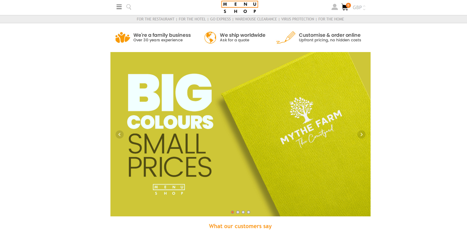 The Menu Shop Website