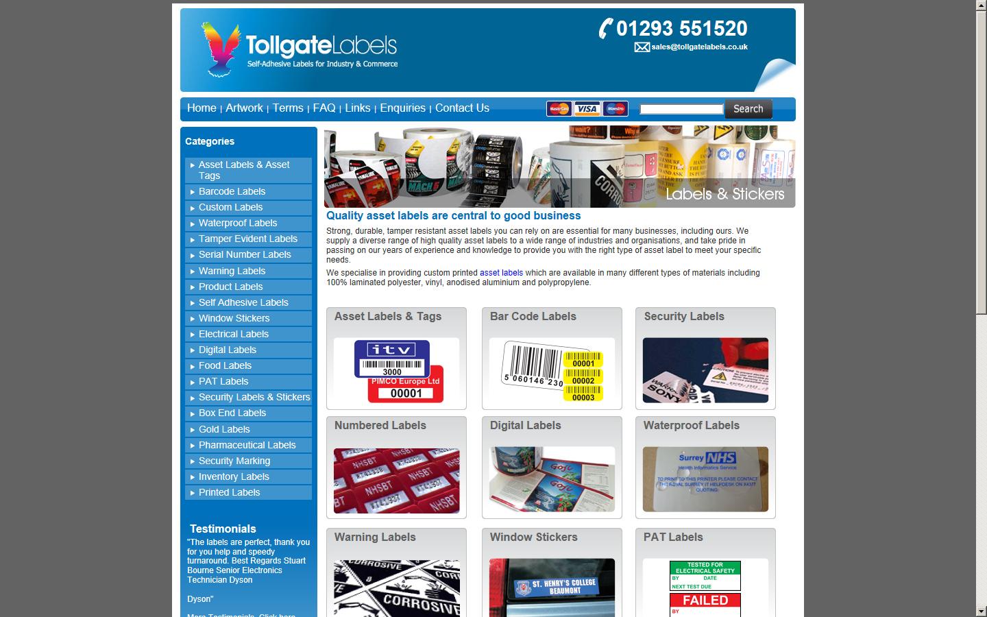 Tollgate Labels Website