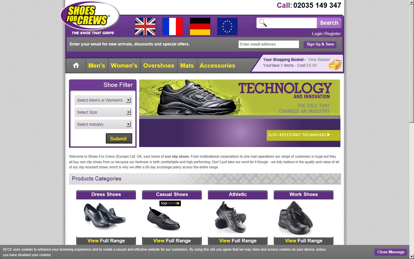 Shoes For Crews (Europe) Website