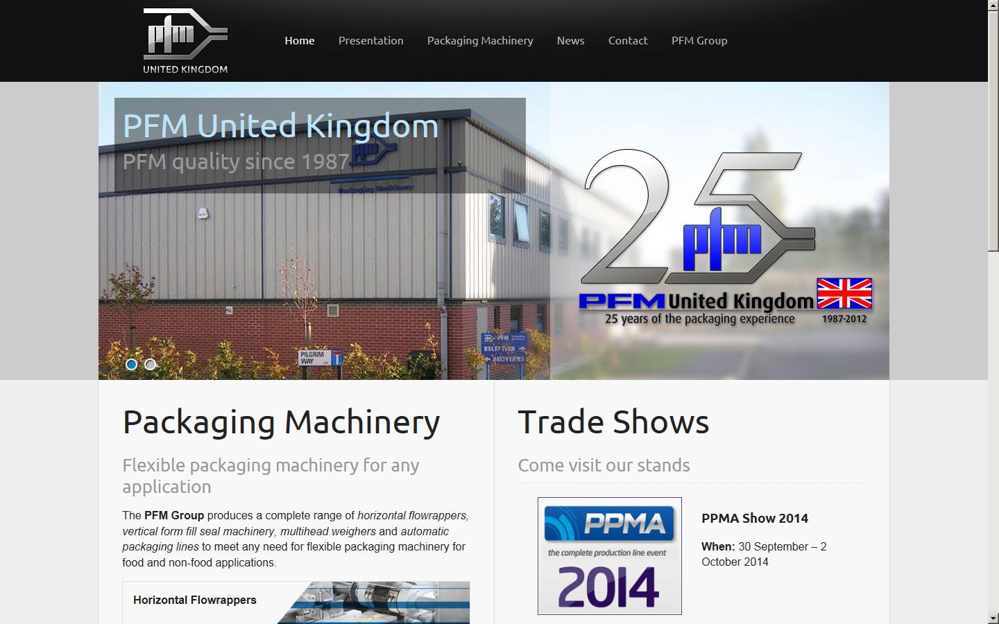 PFM Packaging Machinery Ltd Website