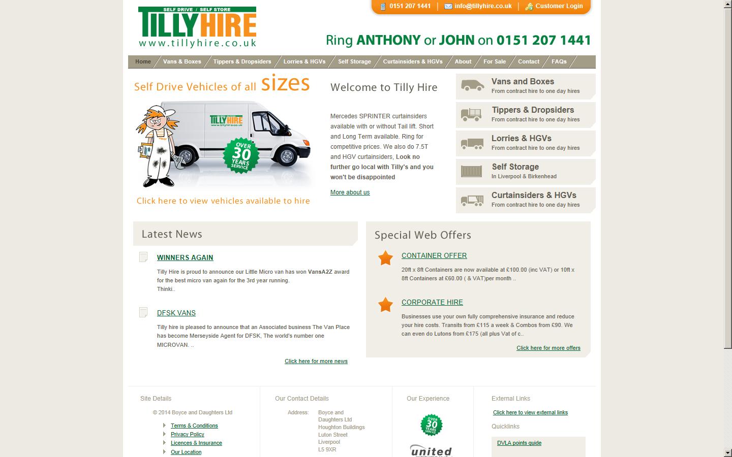 Tilly Hire Website