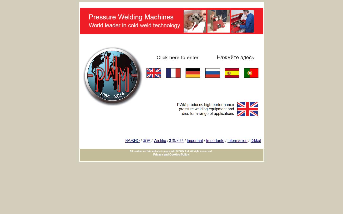 Pressure Welding Machines Ltd Website