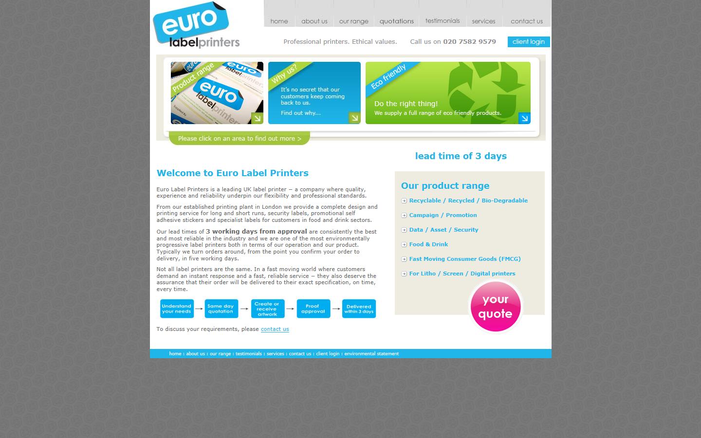 Euro Label Printers Ltd Website