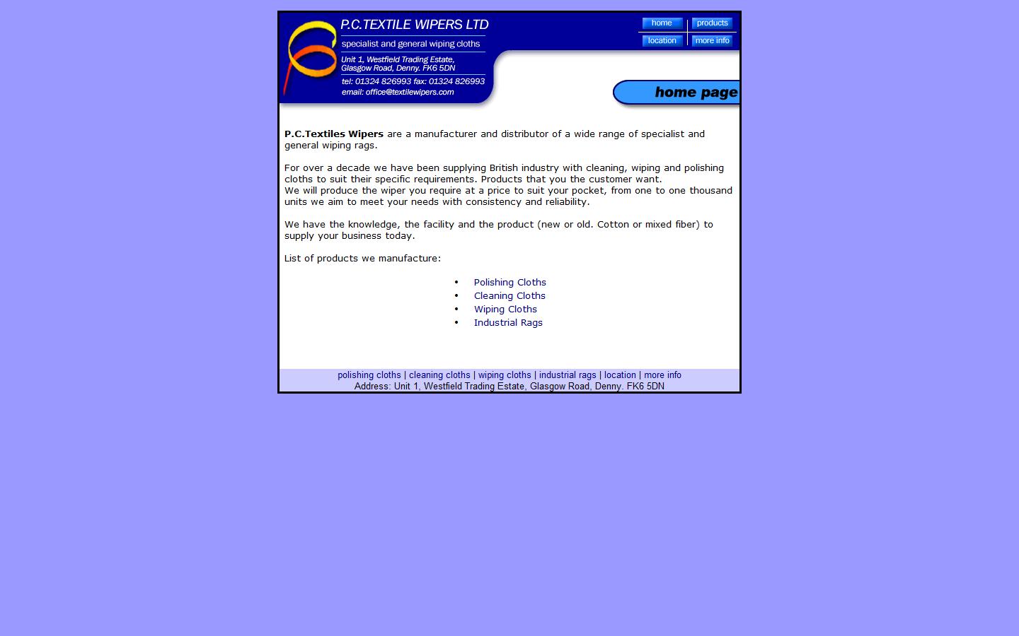 P C Textiles Wipers Ltd Website