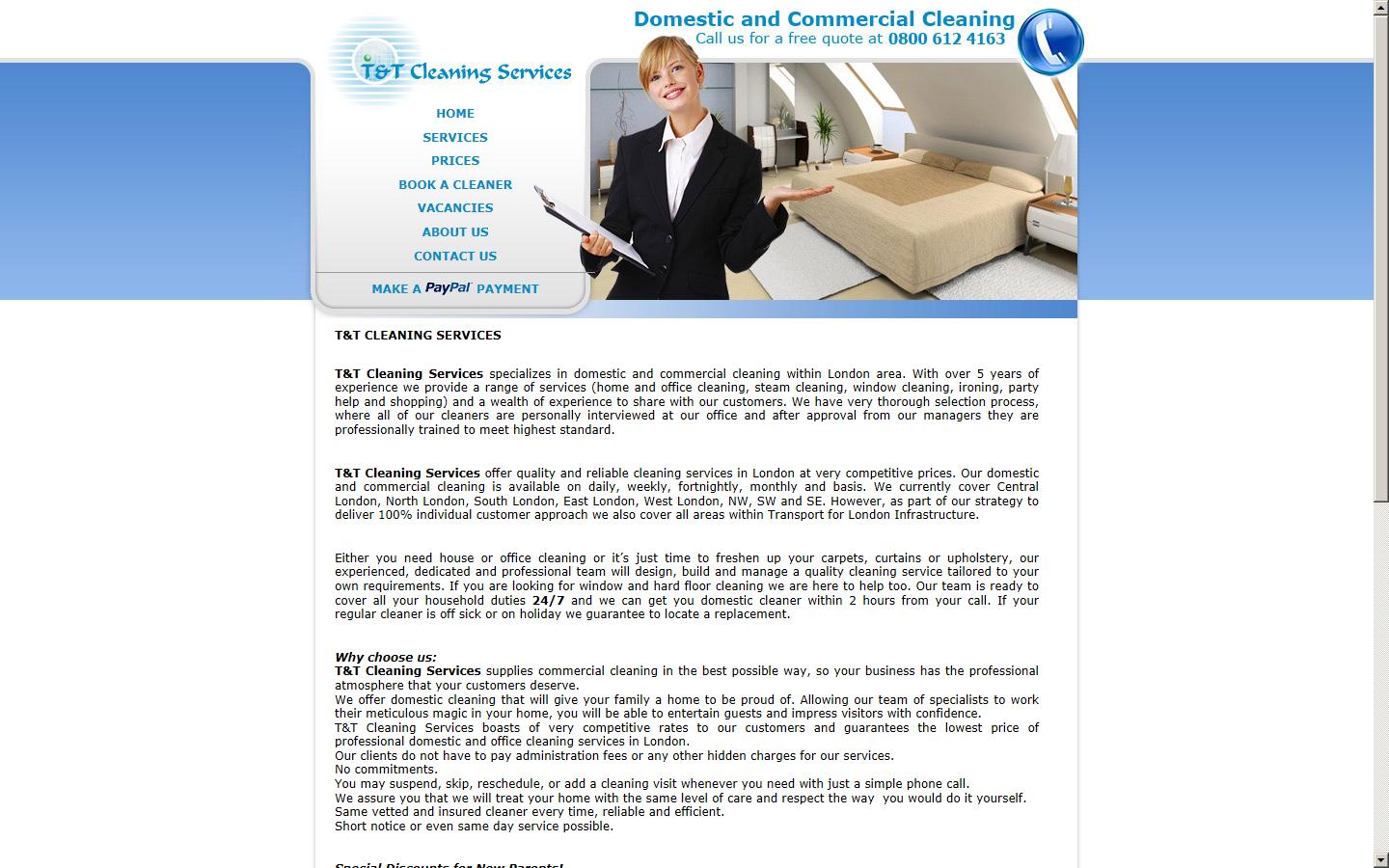 T&T Cleaning Services Website