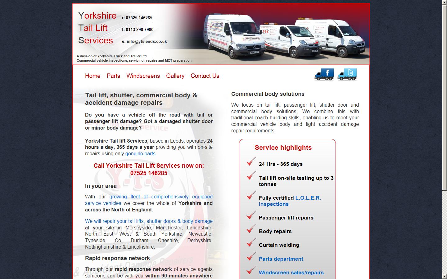 Yorkshire Tail Lift Services Website