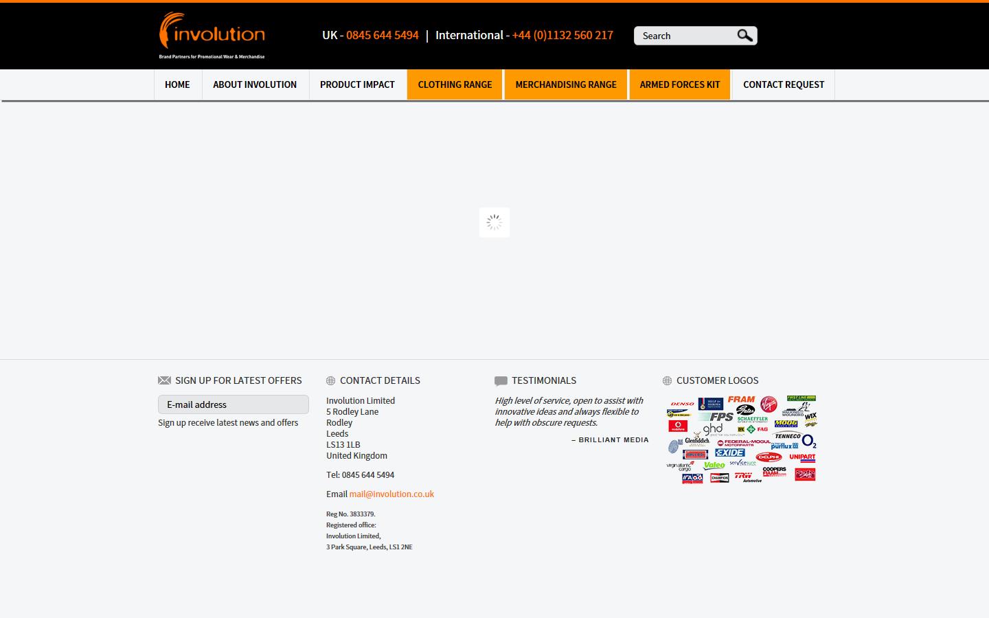 Involution Promotional Clothing Website