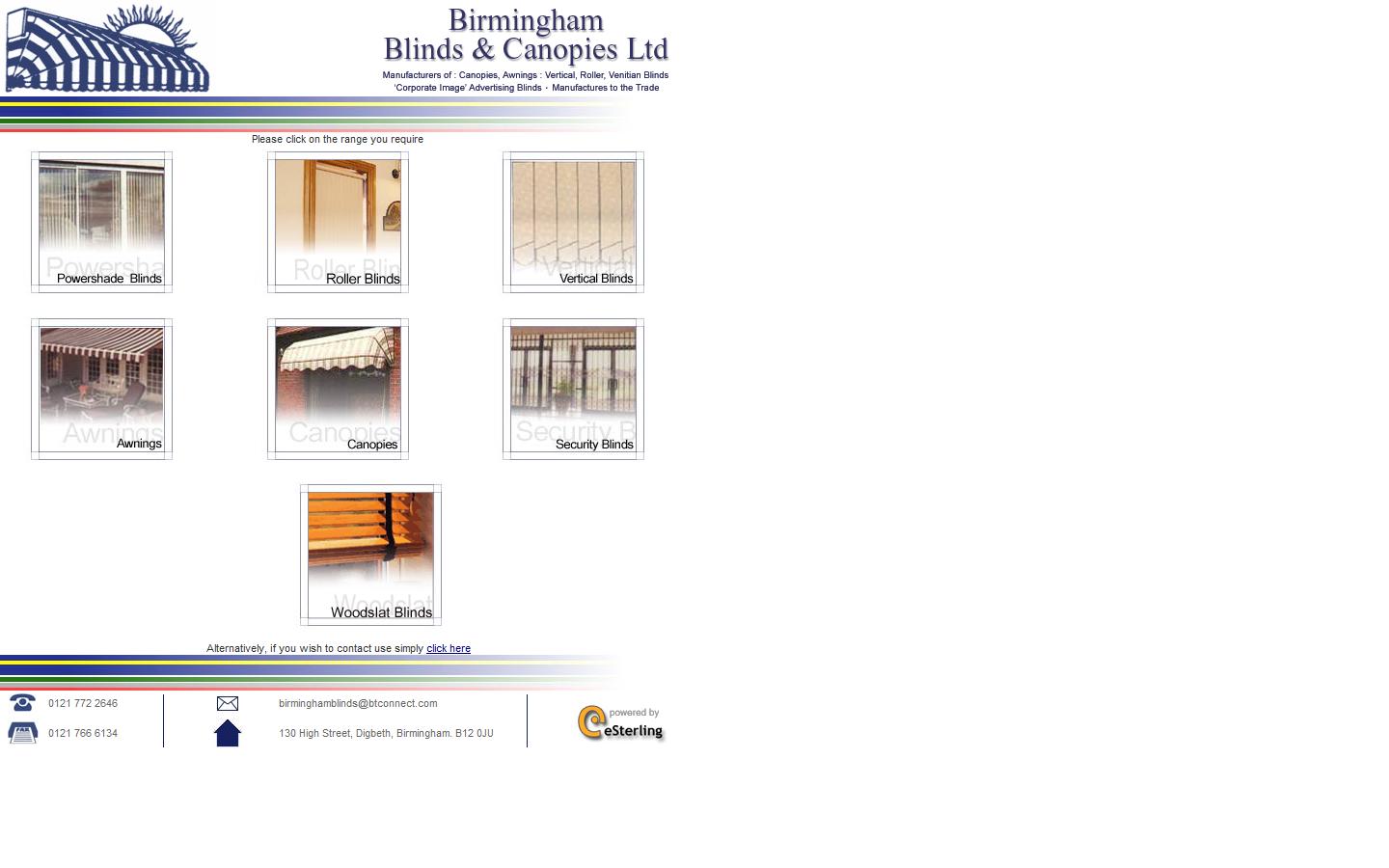 Birmingham Blinds & Canopies Ltd Website