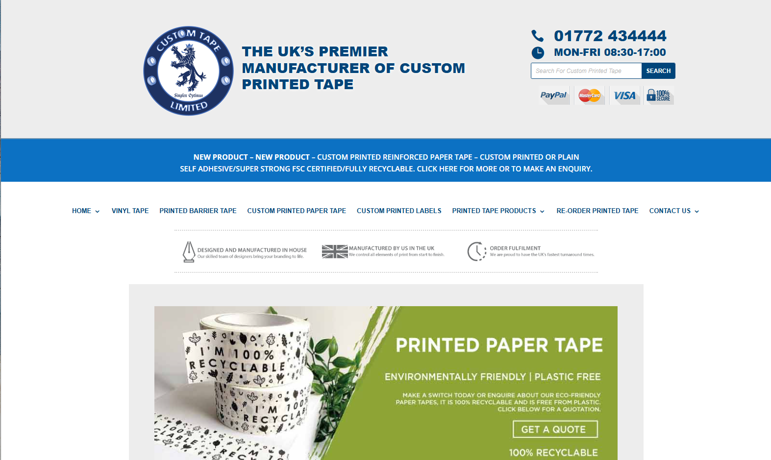 Custom Tape Ltd Website