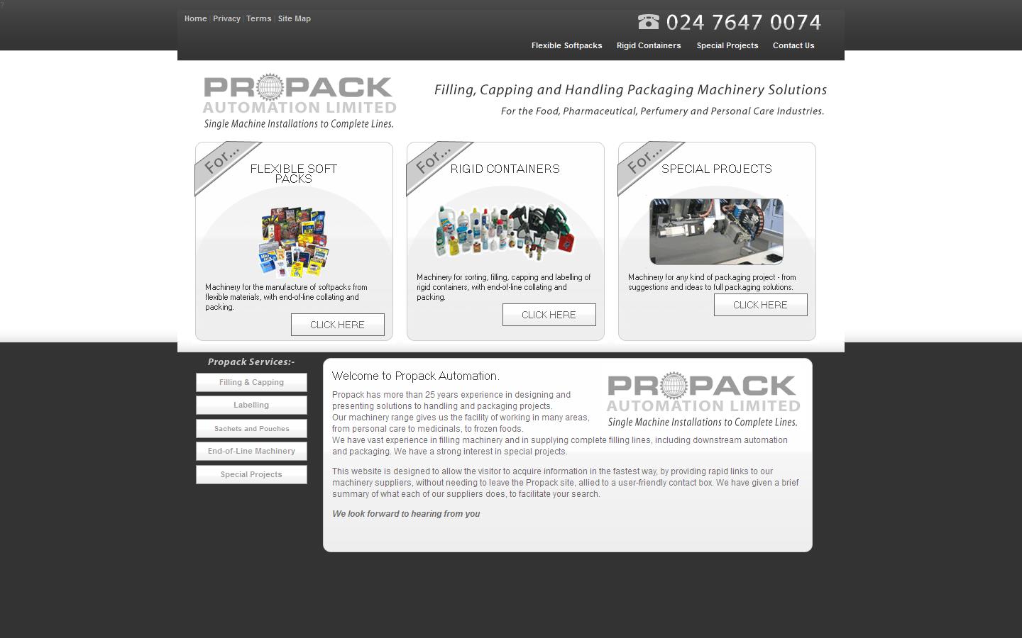 Propack Automation Machinery Ltd Website