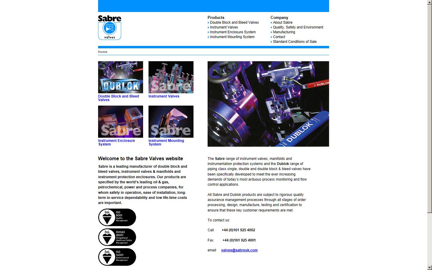Sabre Instrument Valves Ltd Website