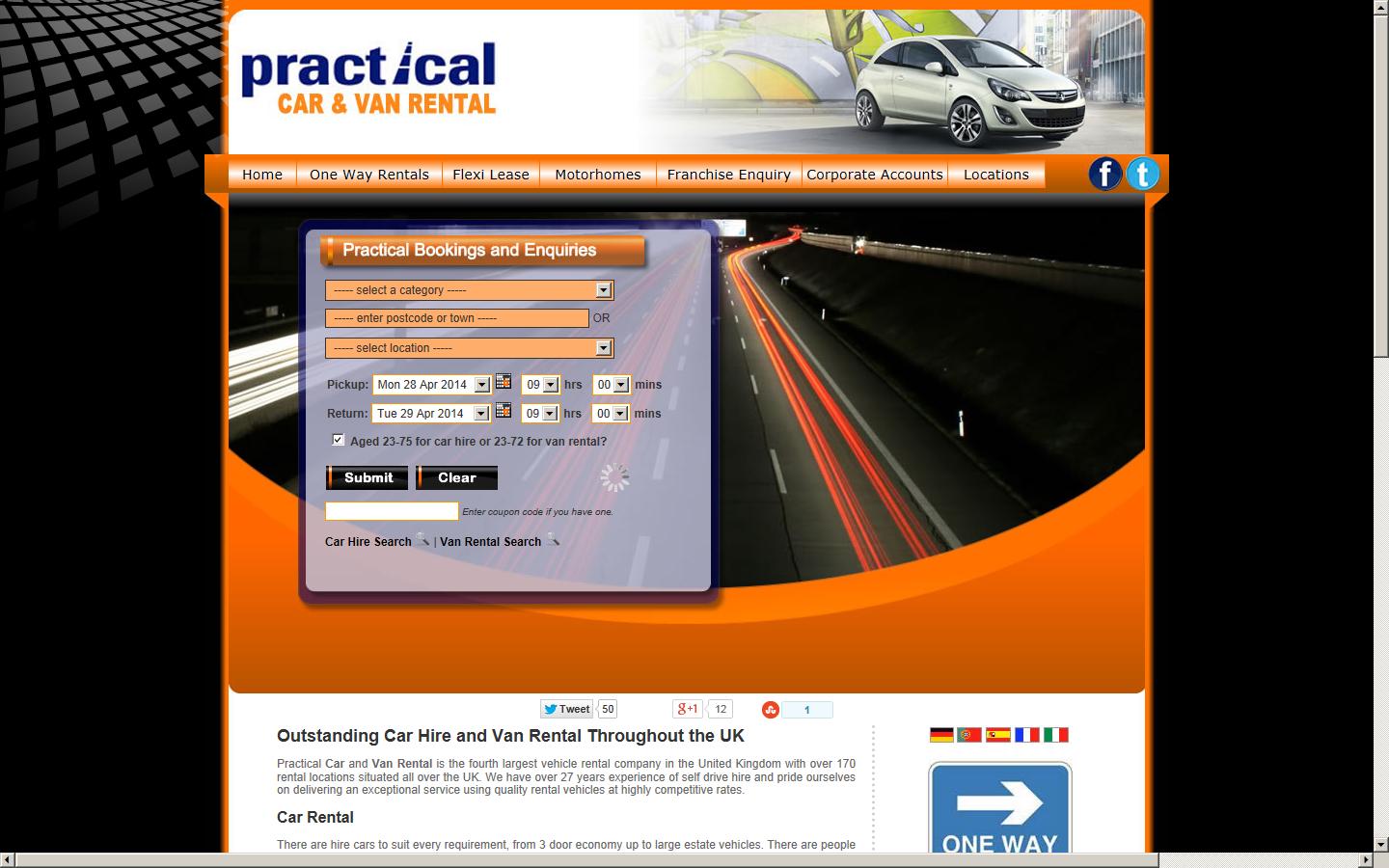 Practical Car & Van Rental Tamworth Website