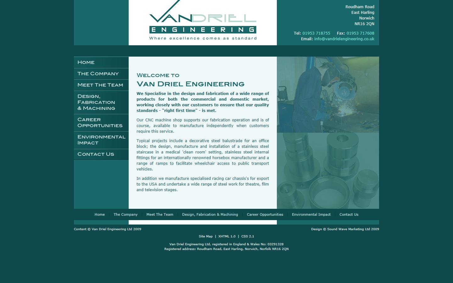 Van Driel Engineering Ltd Website