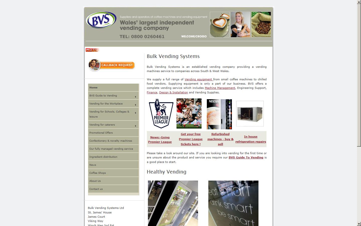 Bulk Vending Systems Ltd Website