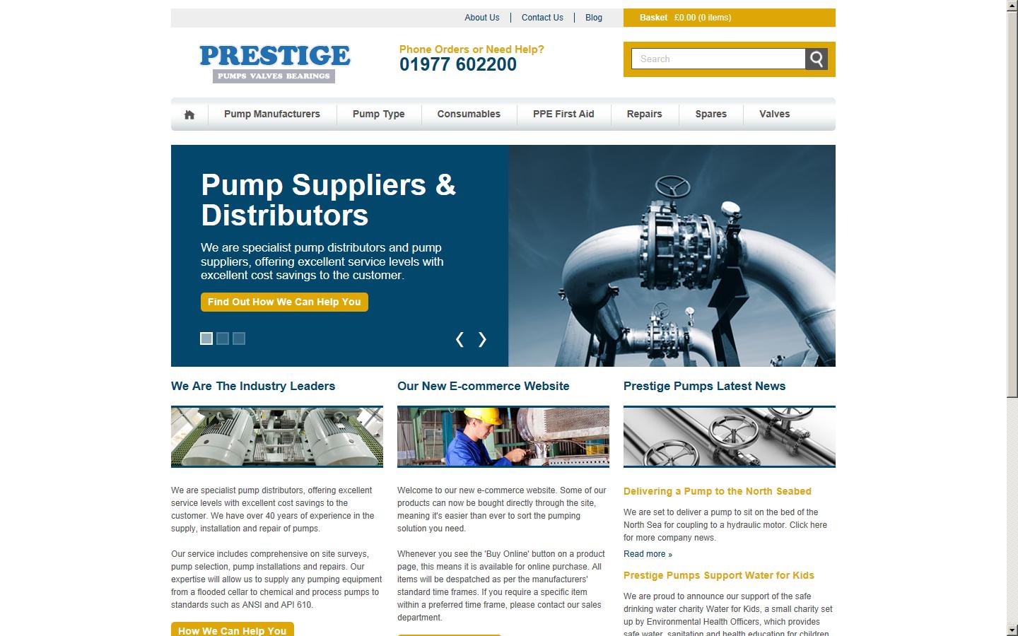 Prestige Pumps Ltd Website
