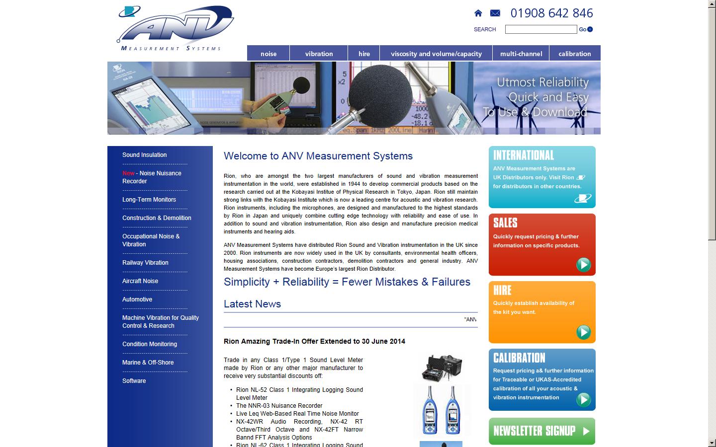 Acoustics Noise and Vibration Ltd Website